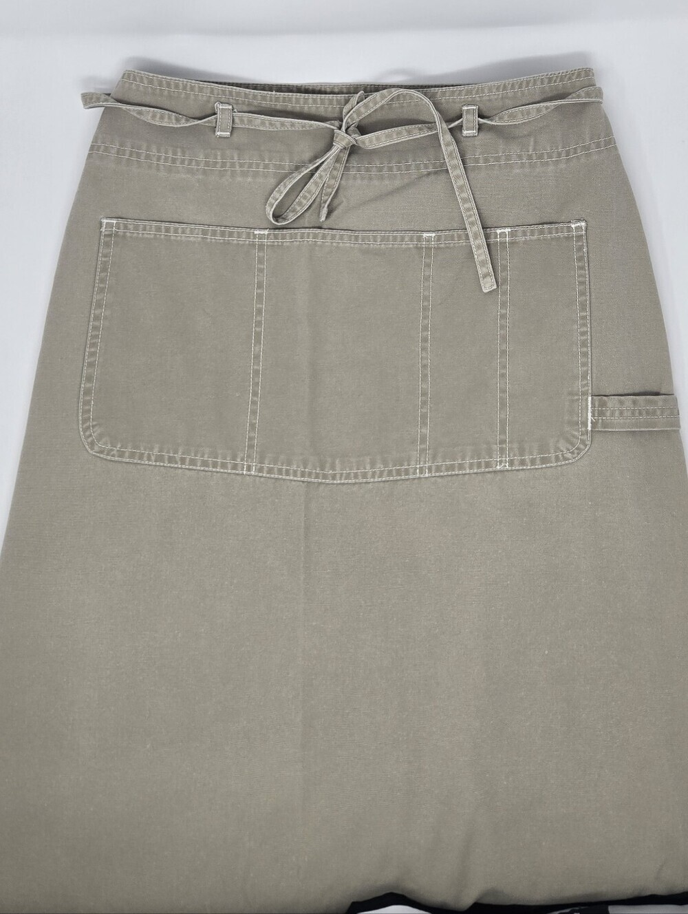 VINTAGE Y2K AMERICAN EAGLE COTTON KHAKI WRAP MAXI SKIRT WOMEN 6 BIB FRONT AEO - Picture 4 of 12